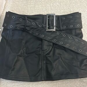 Princess Polly belted leather skirt